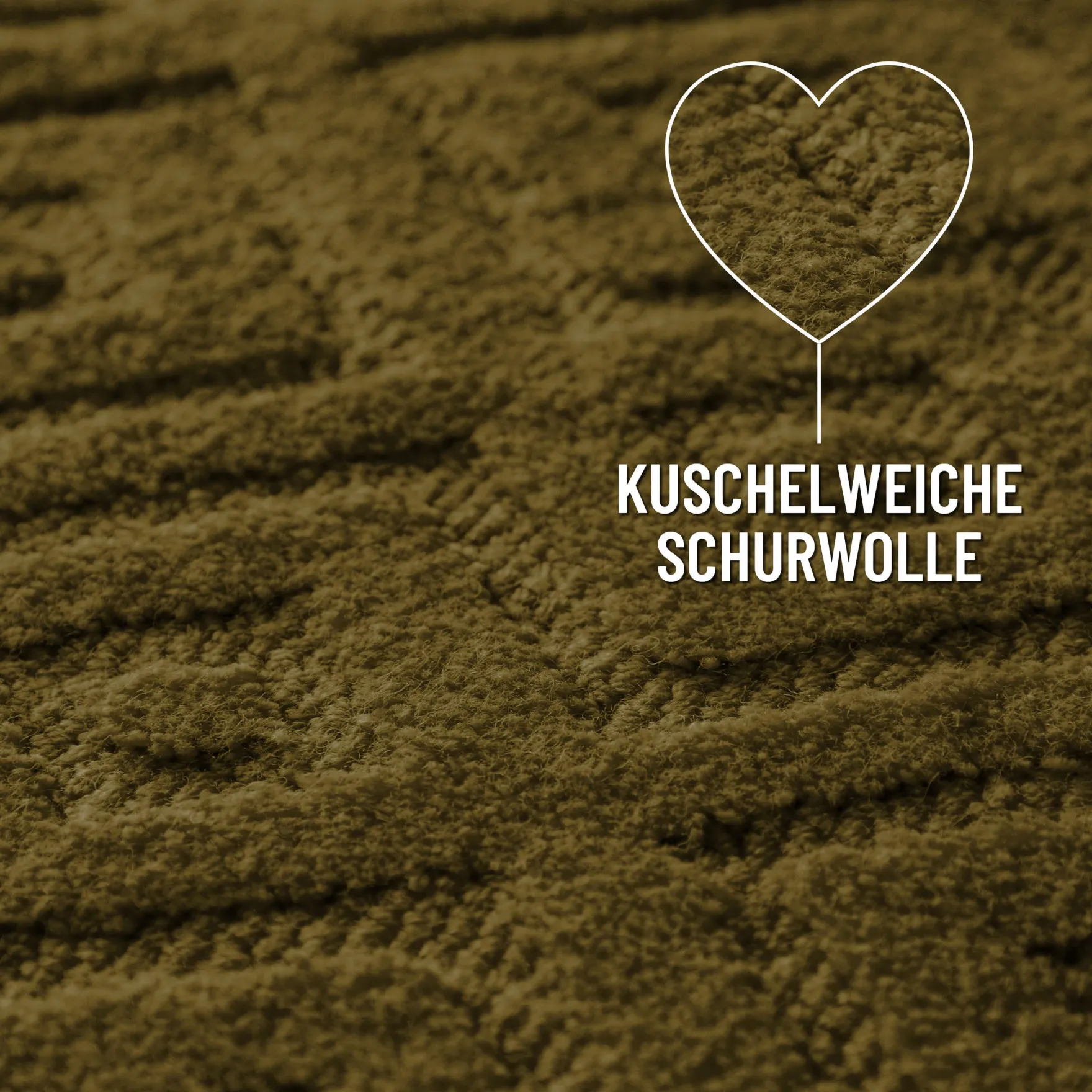 Kurzflor Teppich aus Schurwolle Oliv Grün "Castello TWO" WECONhome
