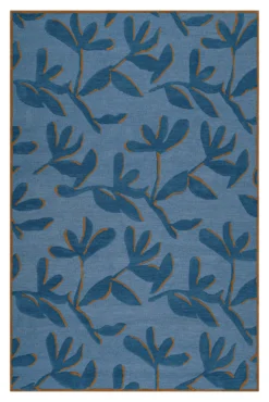 Kurzflor Teppich aus Schurwolle Blau Multi "Summers Peak" WECONhome