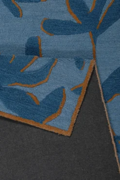 Kurzflor Teppich aus Schurwolle Blau Multi 