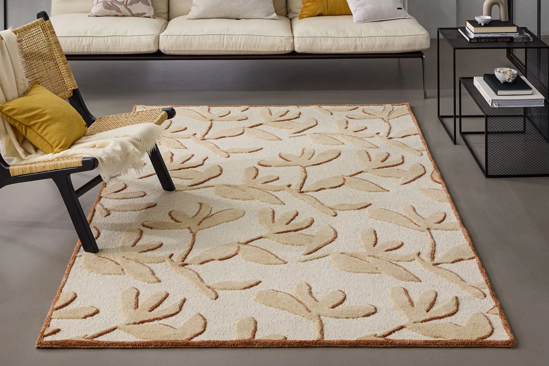 Kurzflor Teppich aus Schurwolle Beige Multi "Summers Peak" WECONhome