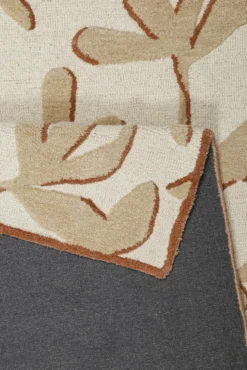 Kurzflor Teppich aus Schurwolle Beige Multi