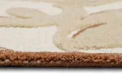 Kurzflor Teppich aus Schurwolle Beige Multi