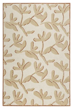 Kurzflor Teppich aus Schurwolle Beige Multi