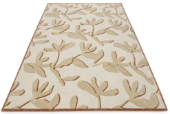 Kurzflor Teppich aus Schurwolle Beige Multi