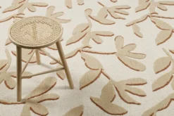 Kurzflor Teppich aus Schurwolle Beige Multi