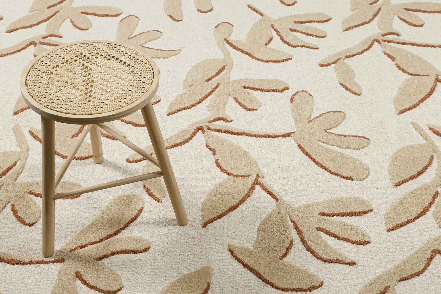 Kurzflor Teppich aus Schurwolle Beige Multi "Summers Peak" WECONhome