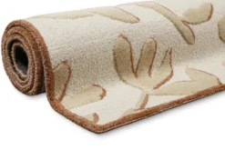 Kurzflor Teppich aus Schurwolle Beige Multi