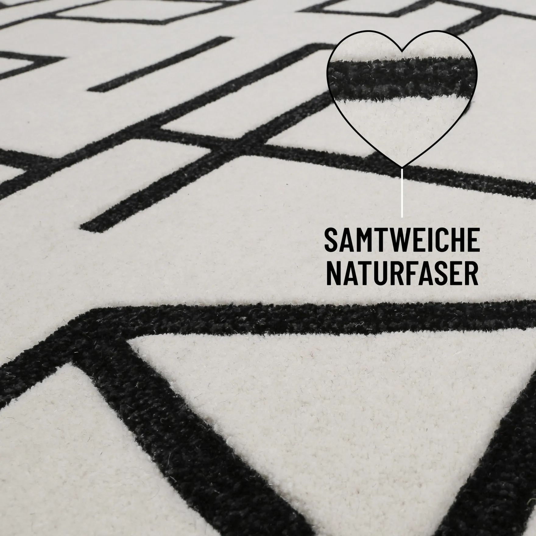 Kurzflor Teppich aus Schurwolle Creme Weiß "Beatrice" WECONhome