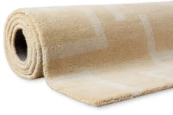 Kurzflor Teppich aus Schurwolle Sand Beige 