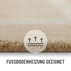 Kurzflor Teppich aus Schurwolle Sand Beige 