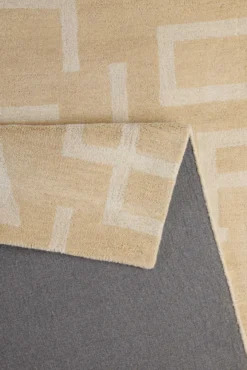 Kurzflor Teppich aus Schurwolle Sand Beige 