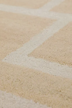 Kurzflor Teppich aus Schurwolle Sand Beige 