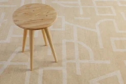 Kurzflor Teppich aus Schurwolle Sand Beige 