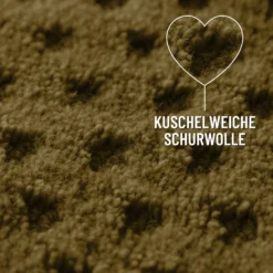 Kurzflor Teppich aus Schurwolle Oliv Grün