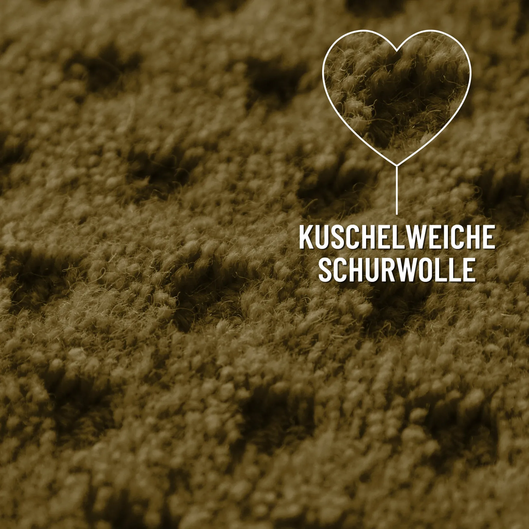 Kurzflor Teppich aus Schurwolle Oliv Grün "Castello THREE" WECONhome