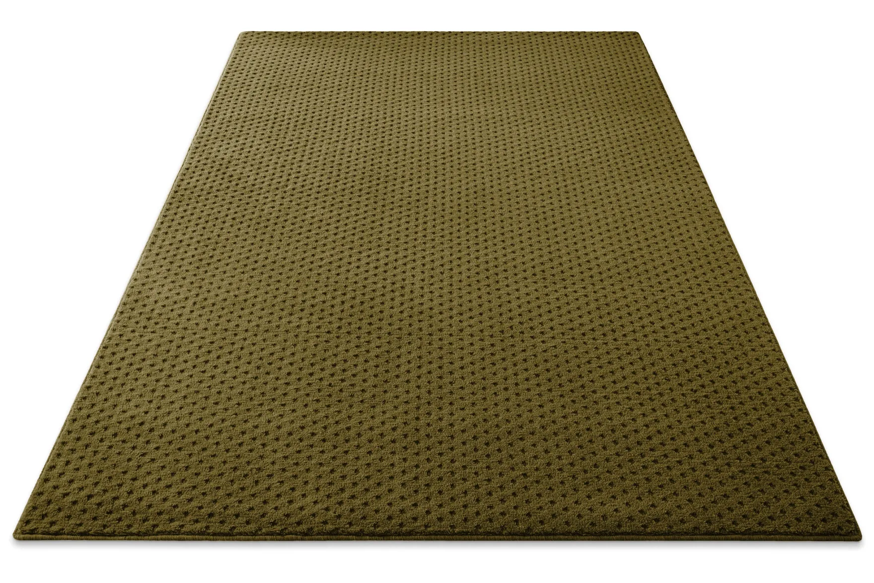 Kurzflor Teppich aus Schurwolle Oliv Grün "Castello THREE" WECONhome