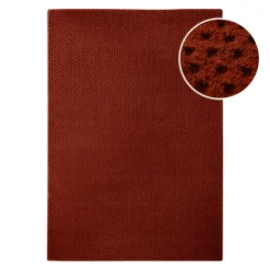 Kurzflor Teppich aus Schurwolle Purpur Rot
