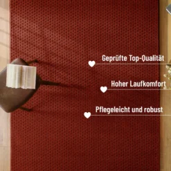 Kurzflor Teppich aus Schurwolle Purpur Rot