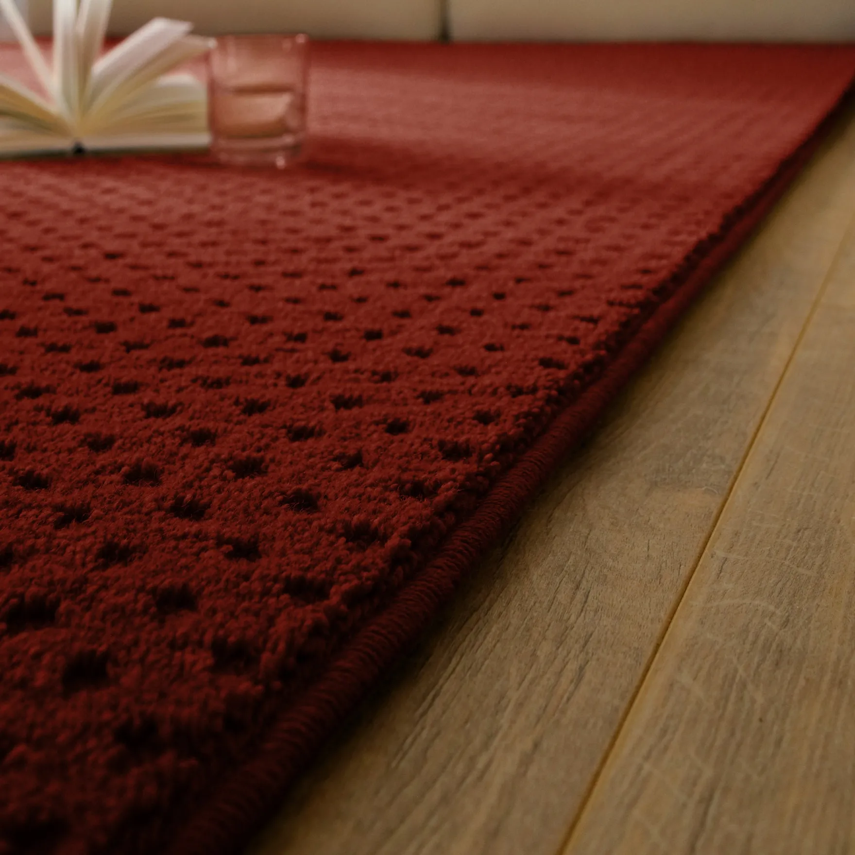 Kurzflor Teppich aus Schurwolle Purpur Rot "Castello THREE" WECONhome