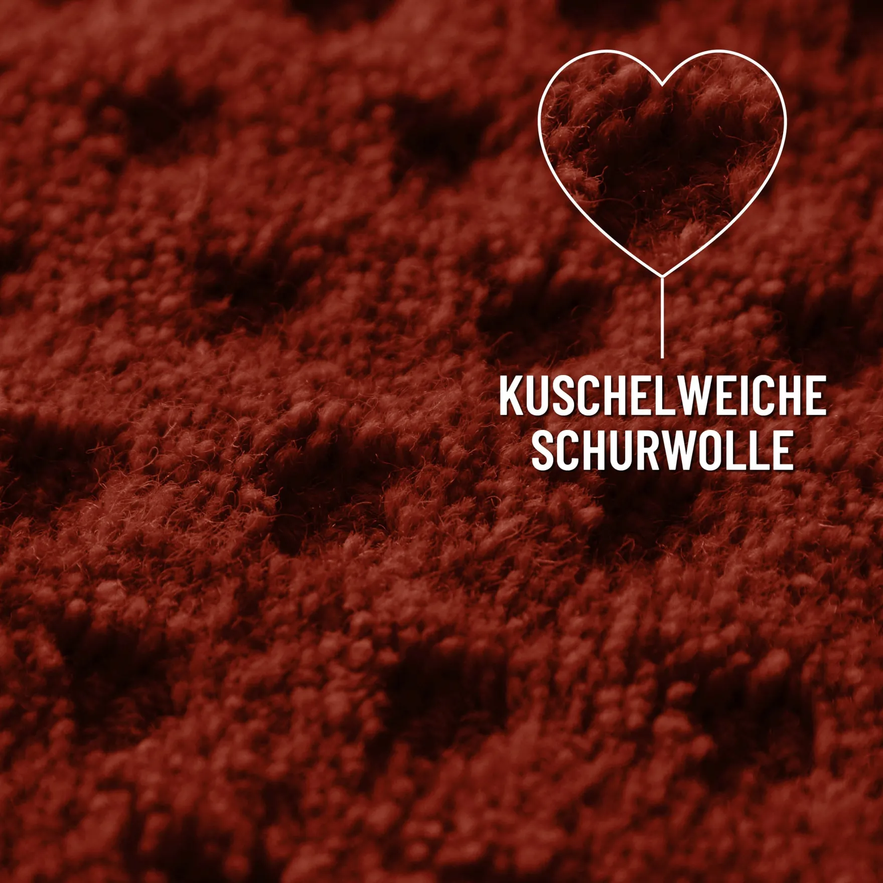 Kurzflor Teppich aus Schurwolle Purpur Rot "Castello THREE" WECONhome