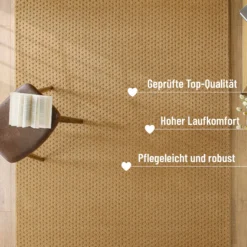 Kurzflor Teppich aus Schurwolle Karamell "Castello THREE" WECONhome