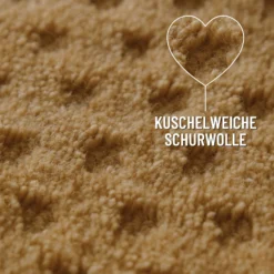 Kurzflor Teppich aus Schurwolle Karamell