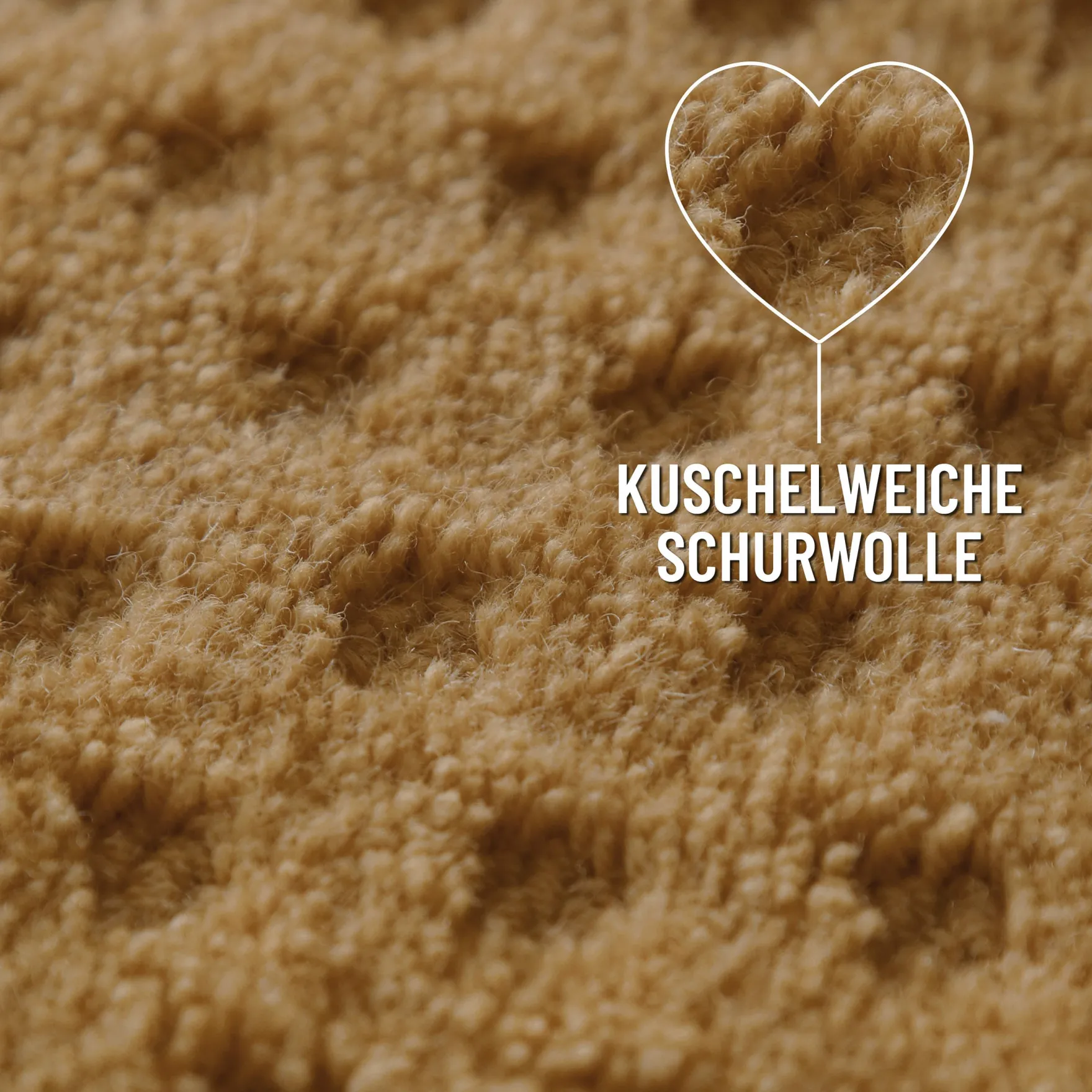 Kurzflor Teppich aus Schurwolle Karamell "Castello THREE" WECONhome