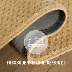 Kurzflor Teppich aus Schurwolle Sand Beige