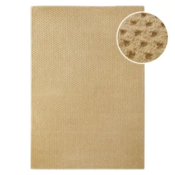 Kurzflor Teppich aus Schurwolle Sand Beige