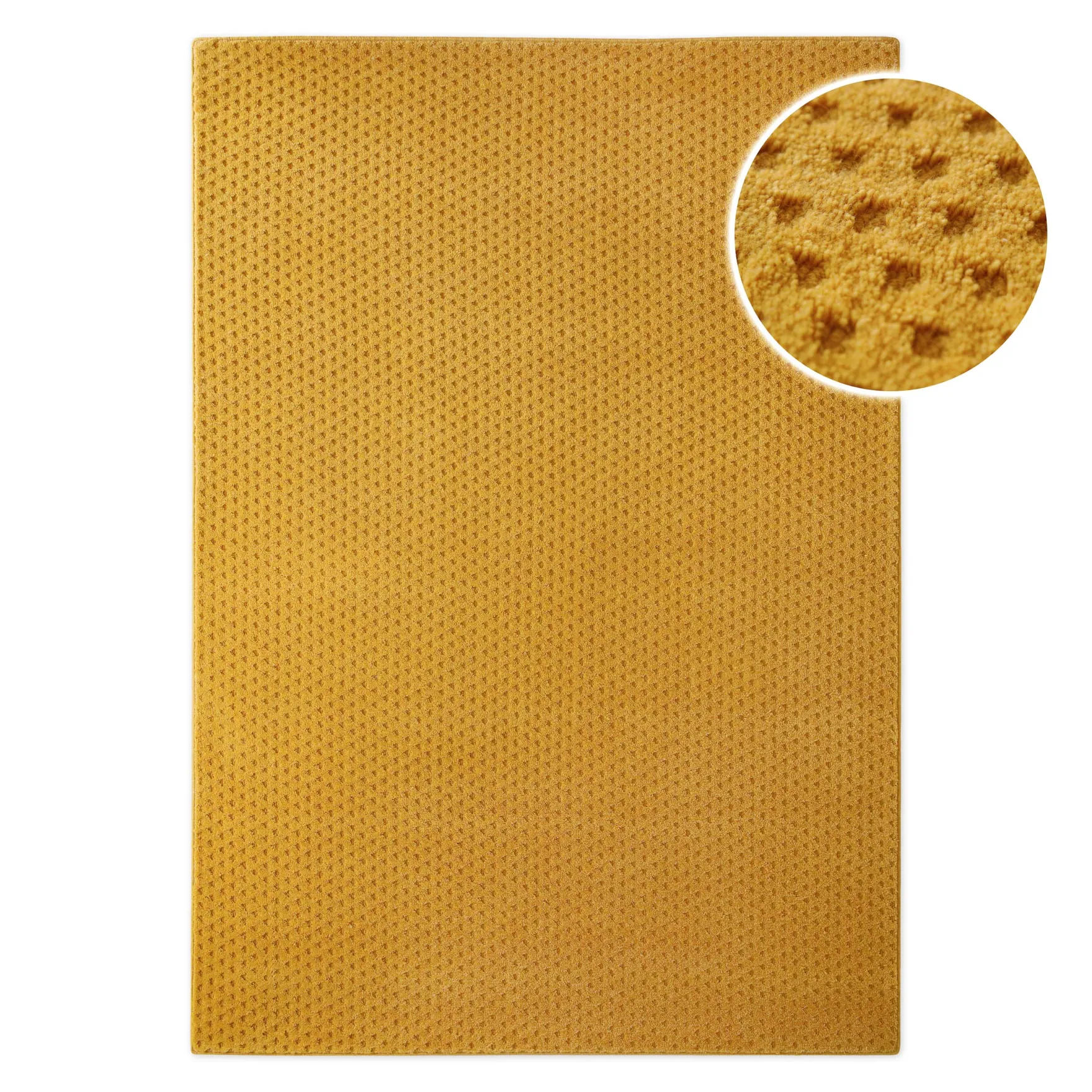 Kurzflor Teppich aus Schurwolle Gelb "Castello THREE" WECONhome