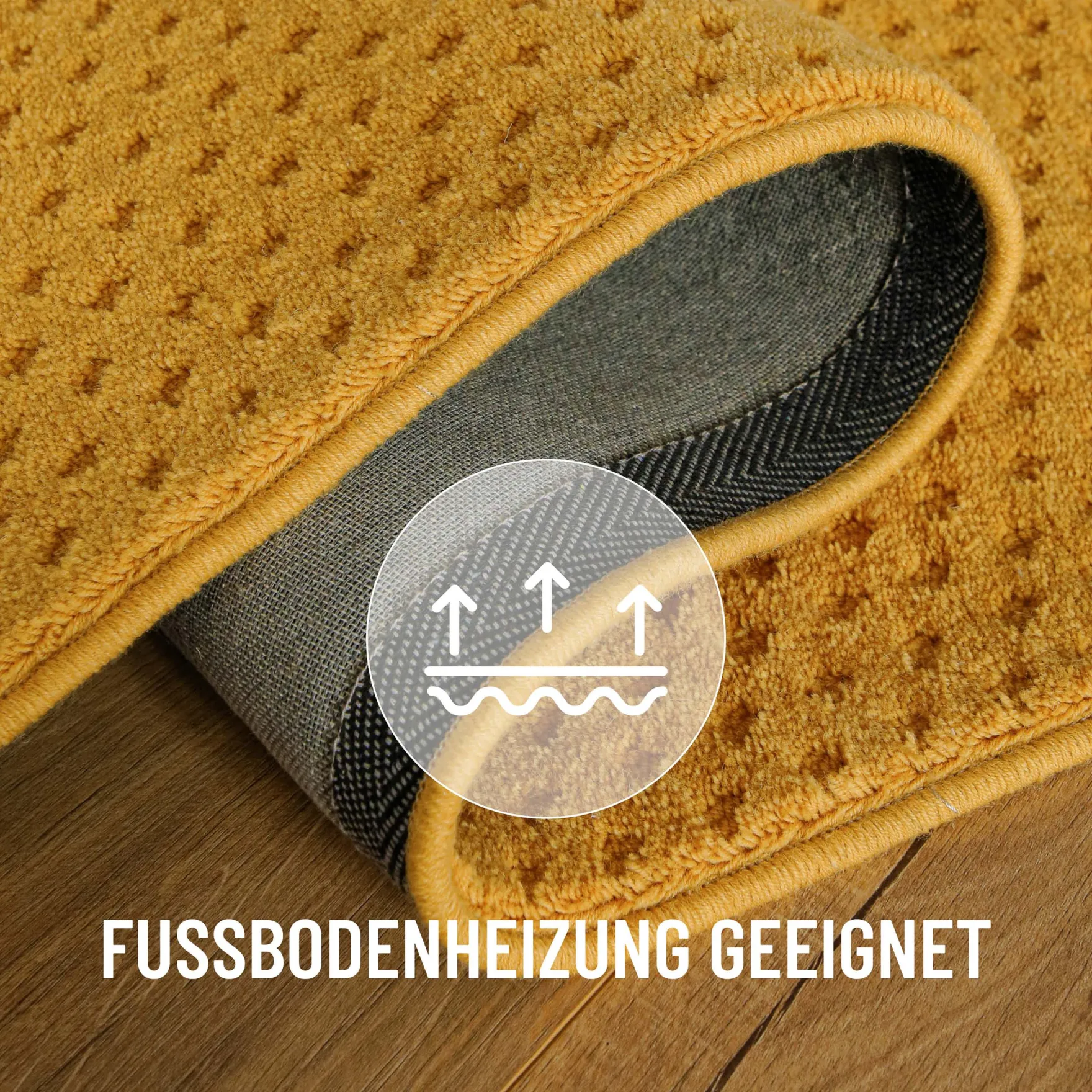 Kurzflor Teppich aus Schurwolle Gelb "Castello THREE" WECONhome