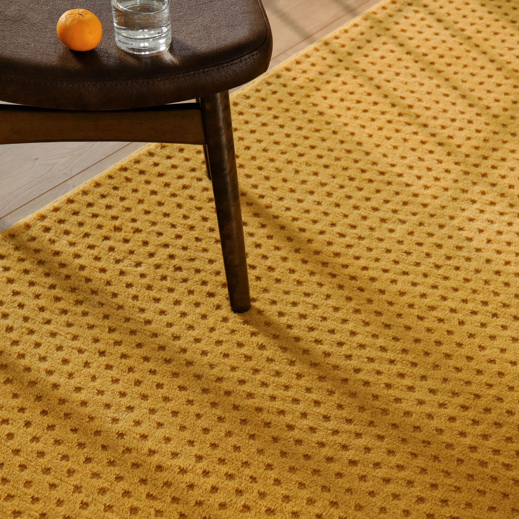 Kurzflor Teppich aus Schurwolle Gelb "Castello THREE" WECONhome