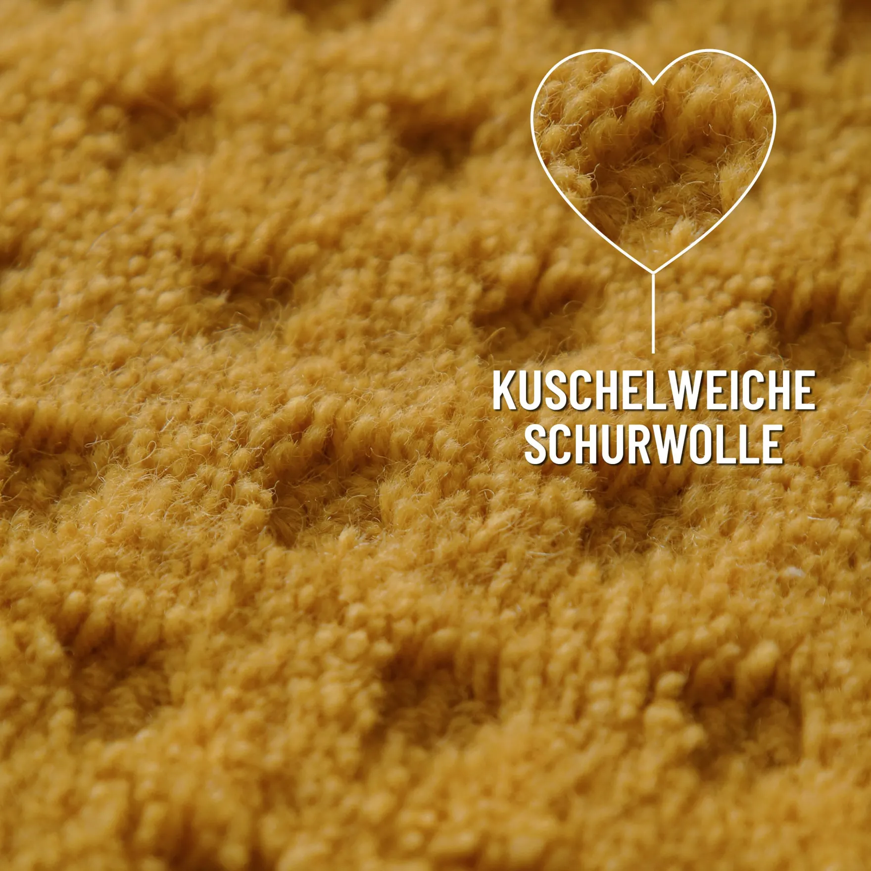 Kurzflor Teppich aus Schurwolle Gelb "Castello THREE" WECONhome