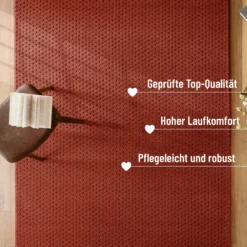 Kurzflor Teppich aus Schurwolle Kamin Rot 