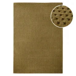 Kurzflor Teppich aus Schurwolle Blass Grün