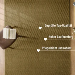 Kurzflor Teppich aus Schurwolle Blass Grün