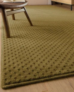 Kurzflor Teppich aus Schurwolle Blass Grün