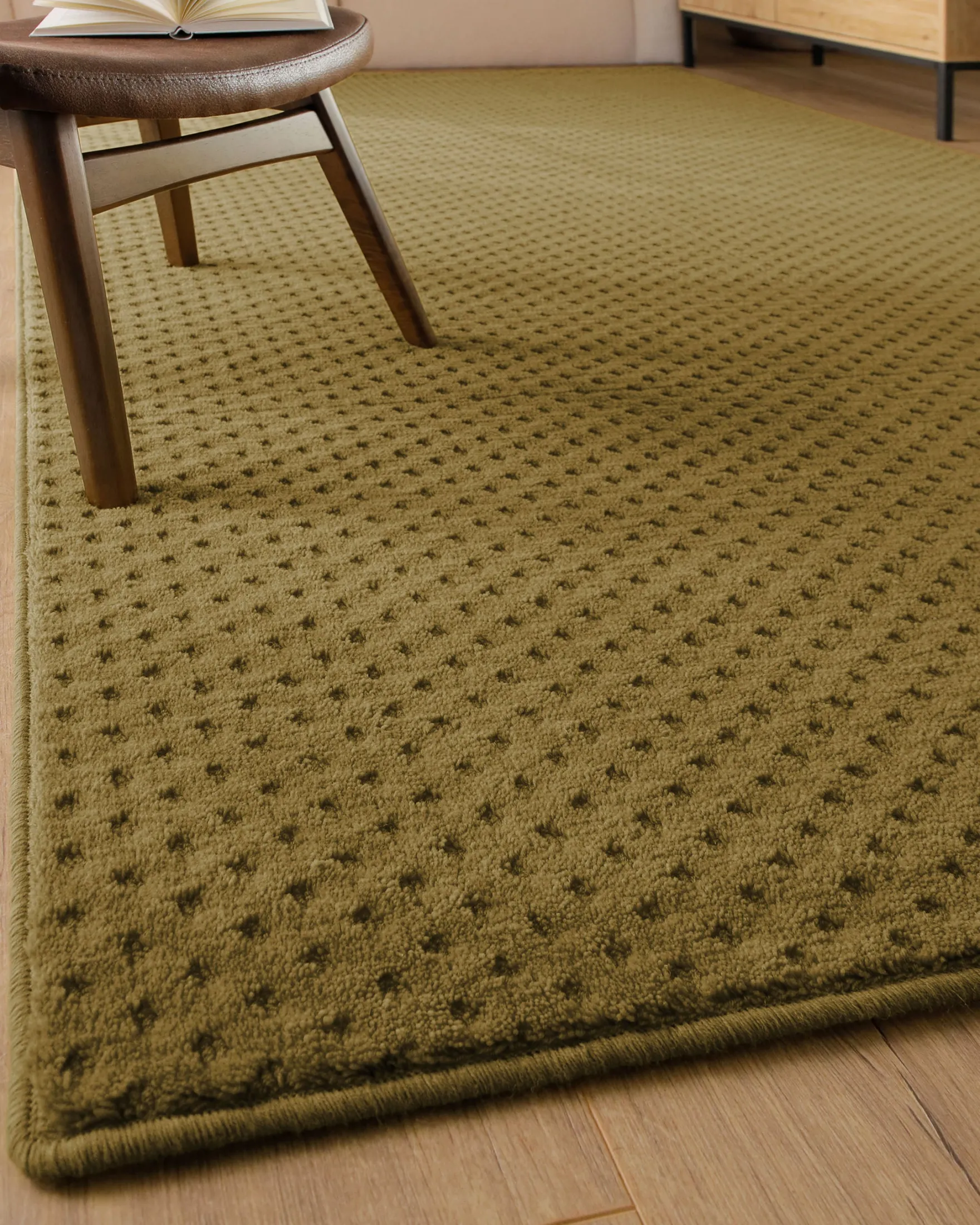 Kurzflor Teppich aus Schurwolle Blass Grün "Castello THREE" WECONhome