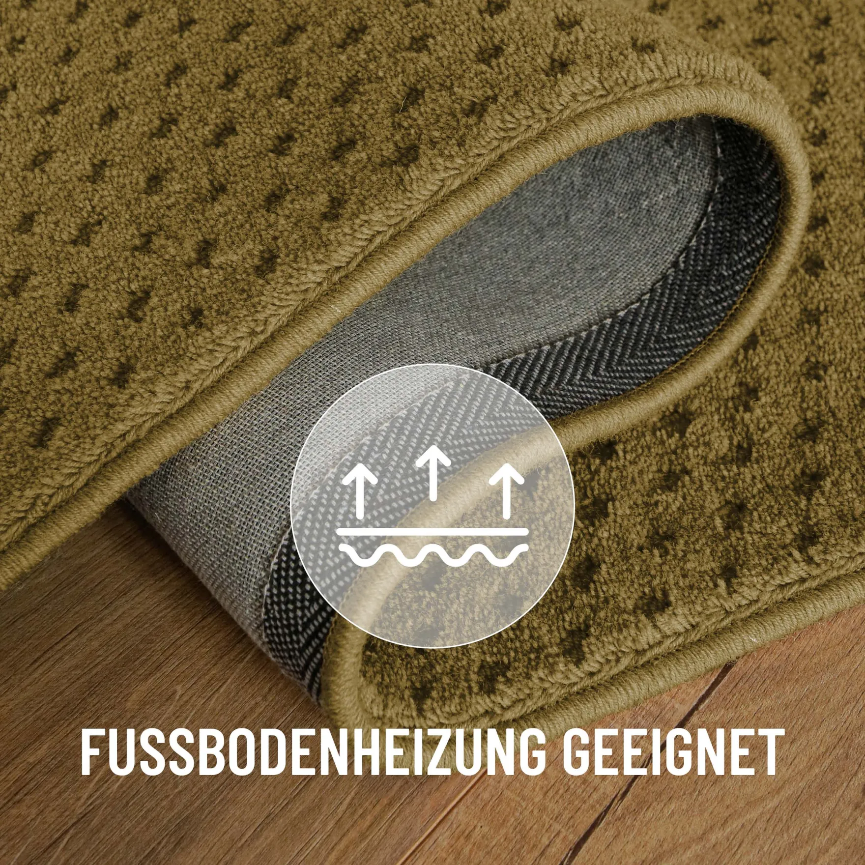 Kurzflor Teppich aus Schurwolle Blass Grün "Castello THREE" WECONhome