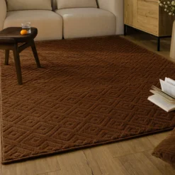 Kurzflor Teppich aus Schurwolle Braun "Castello TWO" WECONhome