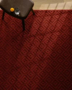Kurzflor Teppich aus Schurwolle Purpur Rot "Castello TWO" WECONhome