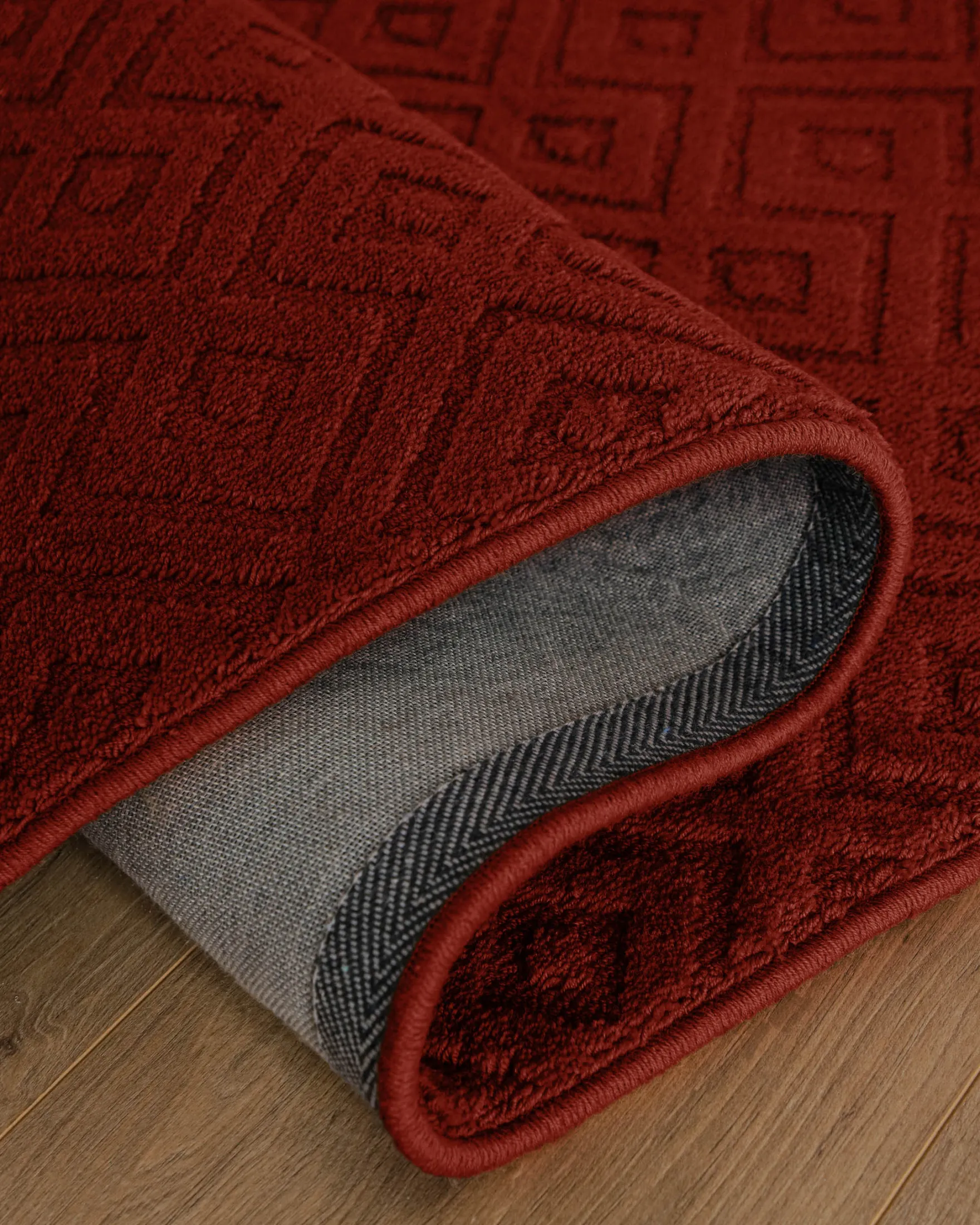 Kurzflor Teppich aus Schurwolle Purpur Rot "Castello TWO" WECONhome