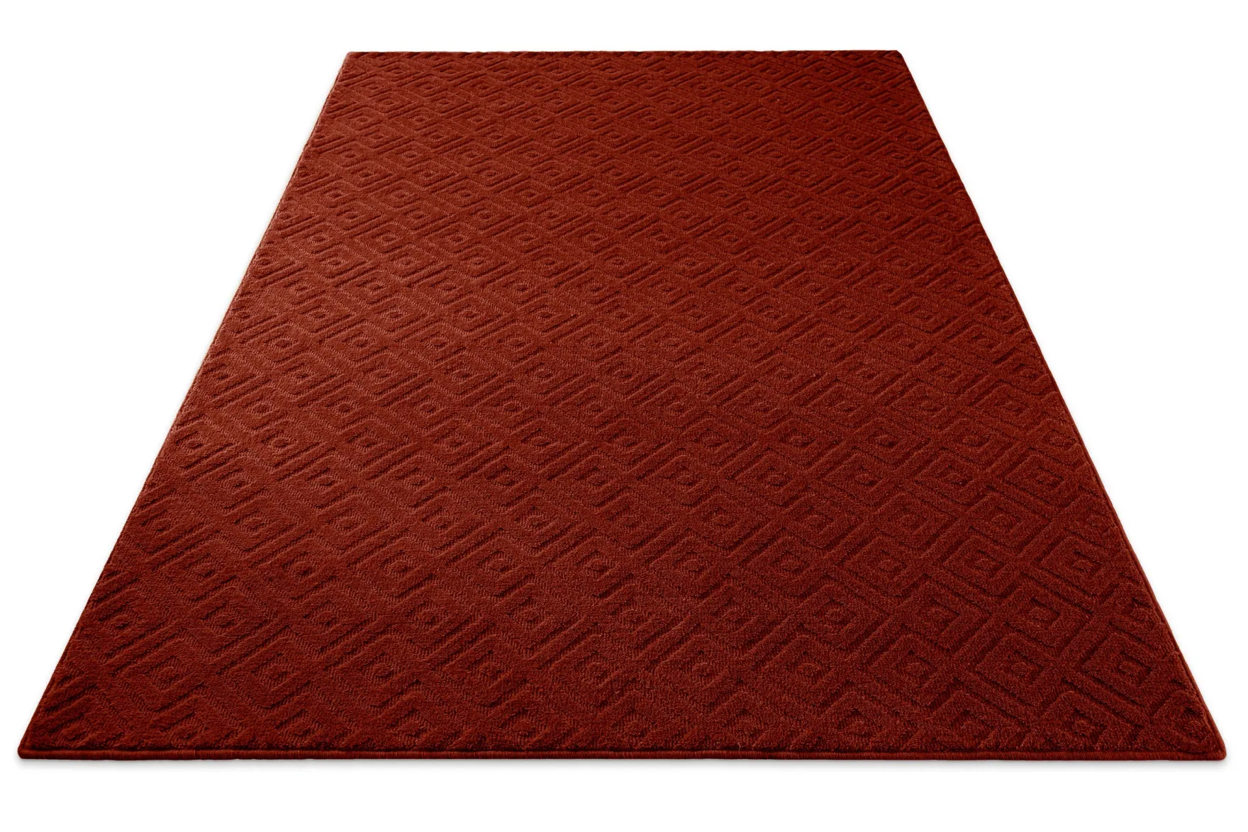 Kurzflor Teppich aus Schurwolle Purpur Rot "Castello TWO" WECONhome