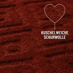 Kurzflor Teppich aus Schurwolle Purpur Rot