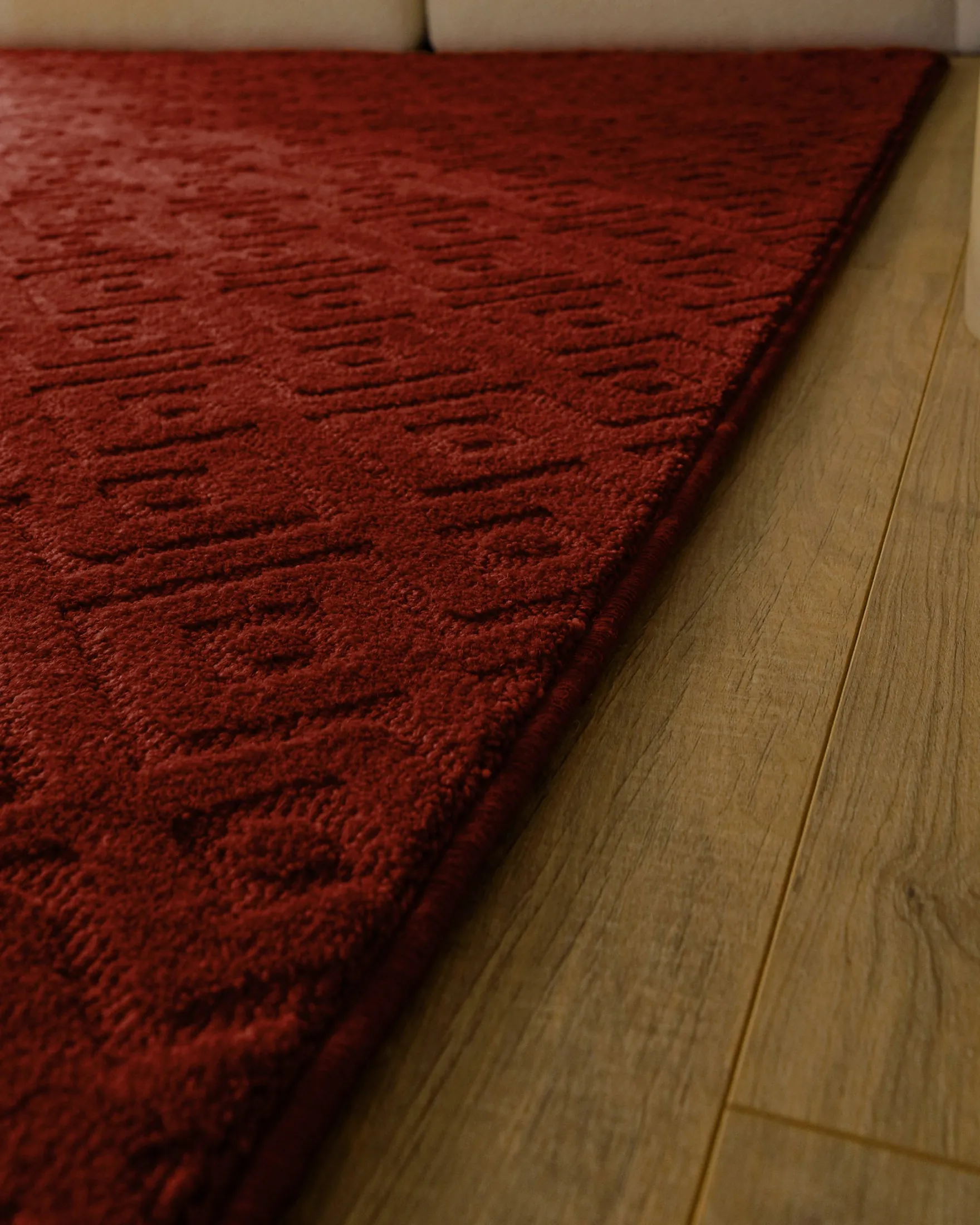 Kurzflor Teppich aus Schurwolle Purpur Rot "Castello TWO" WECONhome