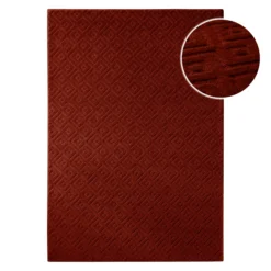 Kurzflor Teppich aus Schurwolle Purpur Rot