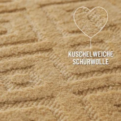 Kurzflor Teppich aus Schurwolle Sand Beige "Castello TWO" WECONhome
