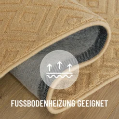 Kurzflor Teppich aus Schurwolle Sand Beige
