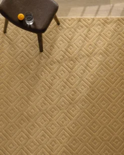 Kurzflor Teppich aus Schurwolle Sand Beige