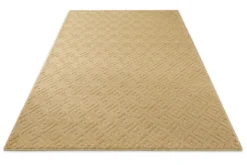 Kurzflor Teppich aus Schurwolle Sand Beige